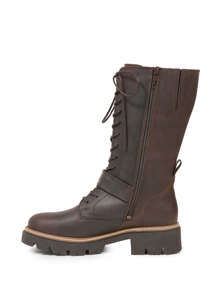 Celtic & Co. Strap Detail Mid Calf Brown Boots - Image 2 of 6
