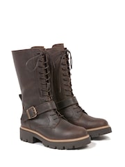 Celtic & Co. Strap Detail Mid Calf Brown Boots - Image 3 of 6