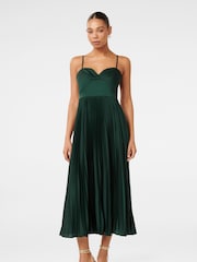 Forever New Green Chloe Pleated Midi Dress - Image 1 of 4