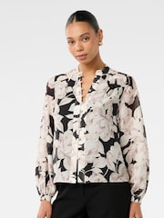 Forever New White/Black Marianne Top Stitch Blouse With Linen - Image 4 of 5