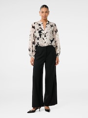 Forever New White/Black Marianne Top Stitch Blouse With Linen - Image 5 of 5