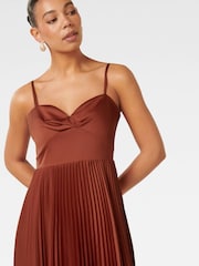 Forever New Orange Chloe Pleated Midi Dress - Image 3 of 4