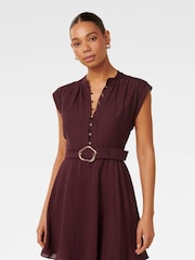 Forever New Brown Lucille Textured Belted Mini Dress With Linen - Image 4 of 5
