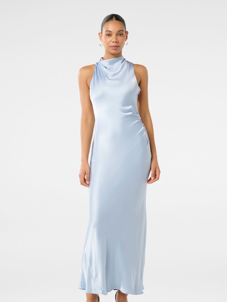 Forever New Blue Michelle Open Back Satin Maxi Dress - Image 1 of 4