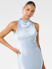 Forever New Blue Michelle Open Back Satin Maxi Dress - Image 3 of 4