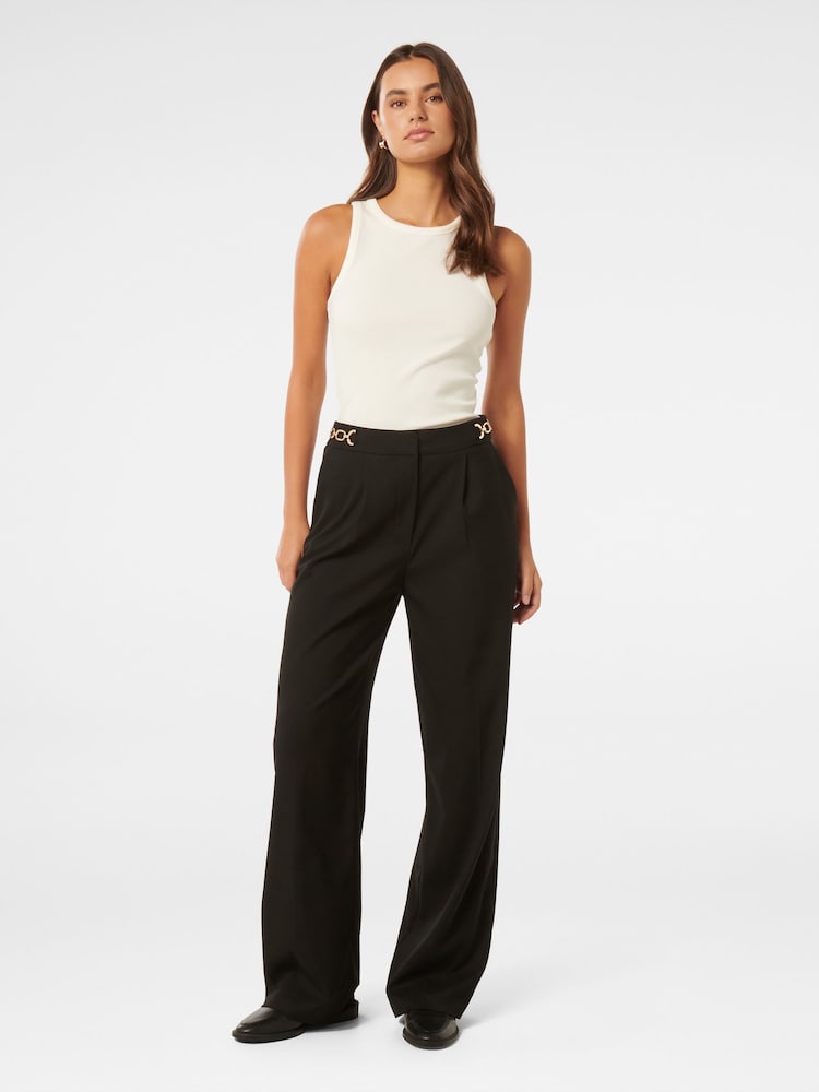 Forever New Black Remi Trim Detail Straight Leg Trousers - Image 5 of 5