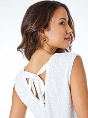 Roman White Sequin Tie Back Detail Top - Image 2 of 5