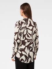 Forever New Brown Lila Longline Printed Satin Shirt - Image 2 of 5