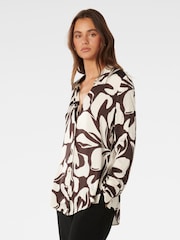 Forever New Brown Lila Longline Printed Satin Shirt - Image 4 of 5
