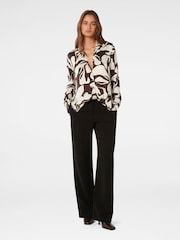 Forever New Brown Lila Longline Printed Satin Shirt - Image 5 of 5