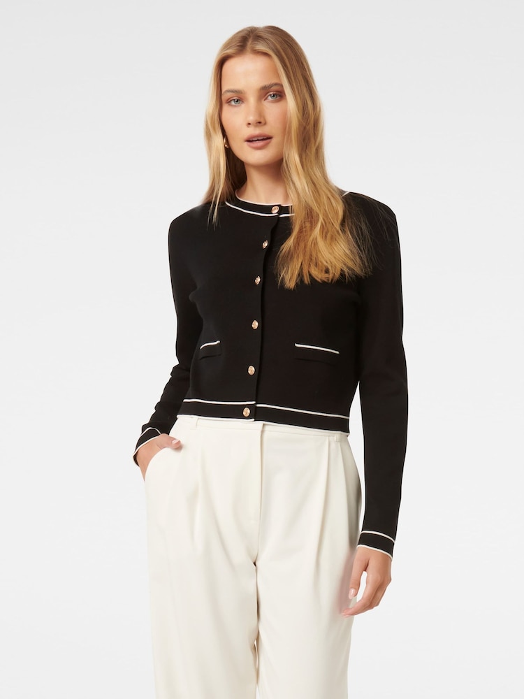 Forever New Black Gigi Tipped Cardigan - Image 1 of 5