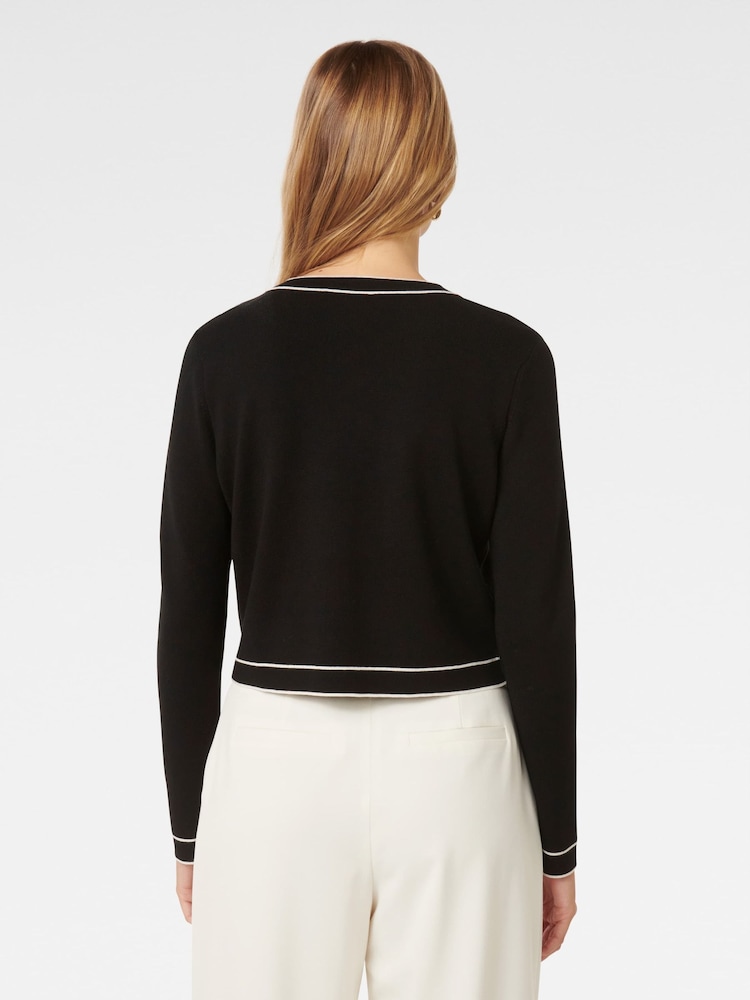 Forever New Black Gigi Tipped Cardigan - Image 2 of 5
