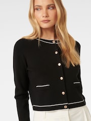 Forever New Black Gigi Tipped Cardigan - Image 3 of 5