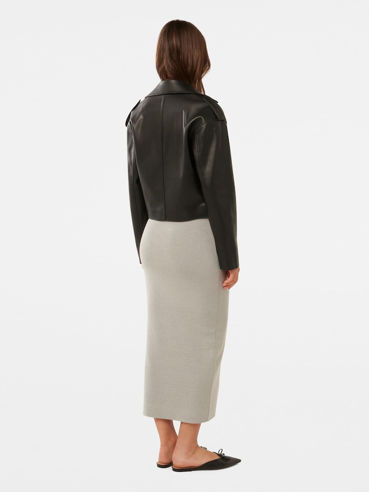 Forever New Black Lorri Vegan Leather Cropped Trench Jacket - Image 2 of 5