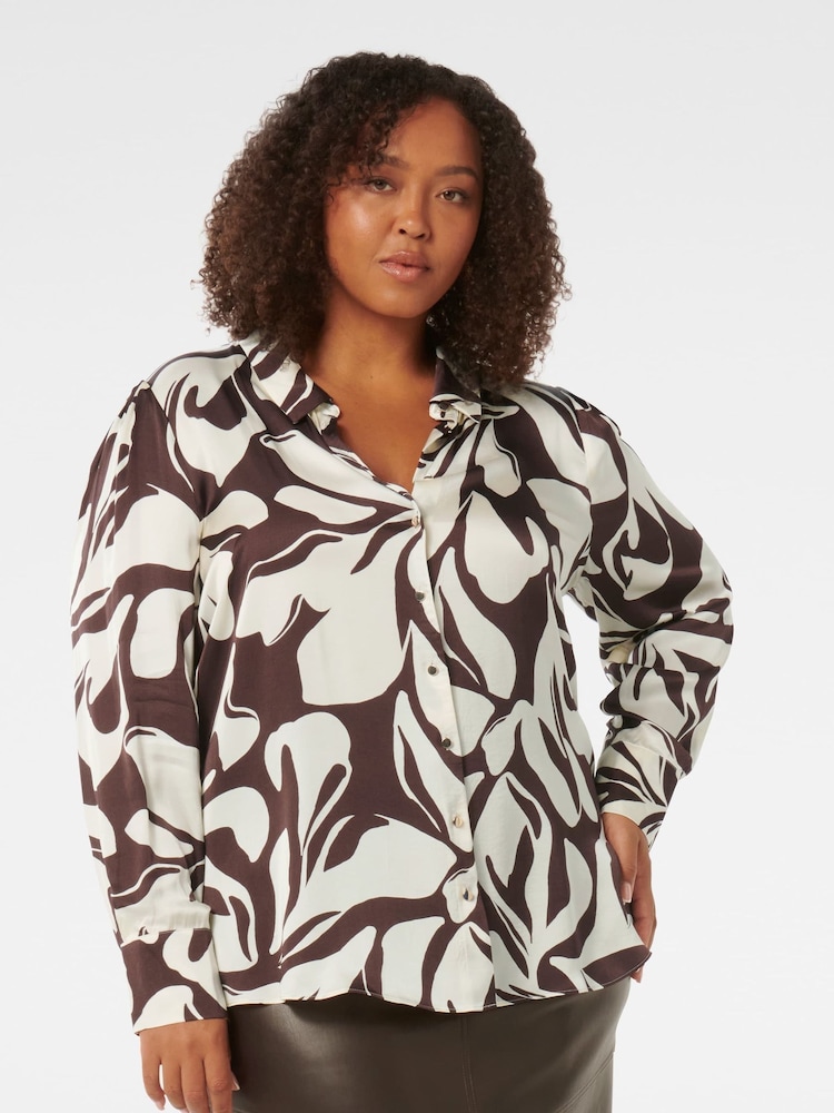 Forever New Brown Lila Curve Longline Shirt - Image 1 of 5