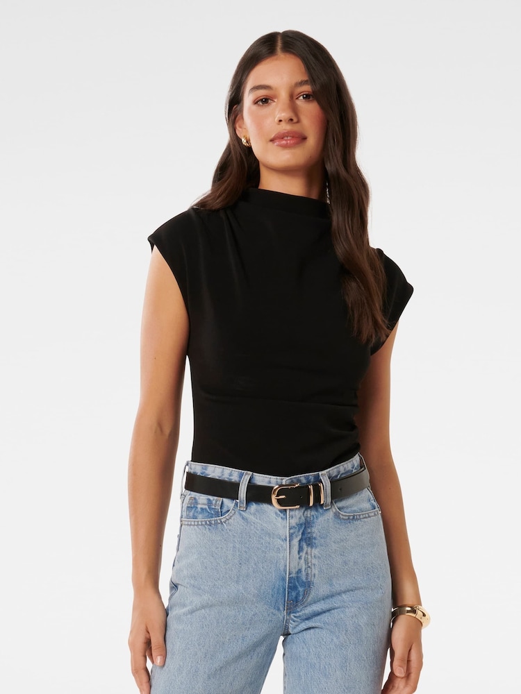 Forever New Black Leenah Grown On Neck Crepe Top - Image 6 of 6 Forever New Black Leenah Grown On Neck Crepe Top - Image 6 of 6