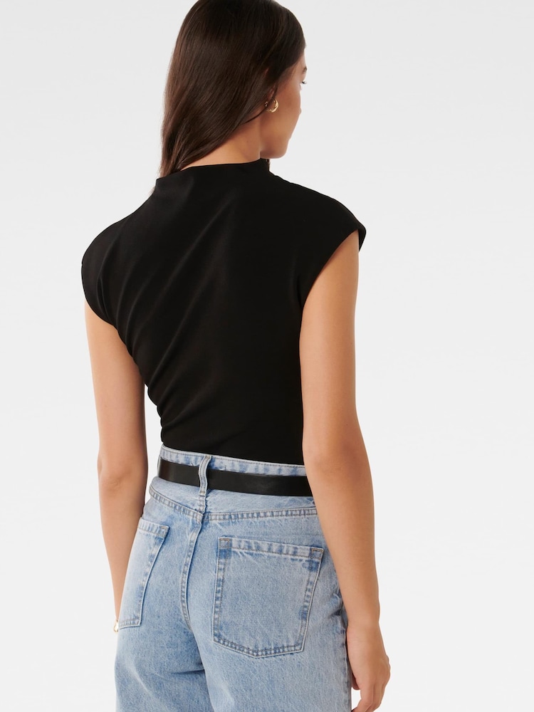 Forever New Black Leenah Grown On Neck Crepe Top - Image 3 of 6