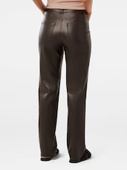 Forever New Brown Una Vegan Leather Straight Leg Trousers - Image 2 of 5