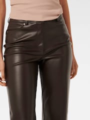 Forever New Brown Una Vegan Leather Straight Leg Trousers - Image 3 of 5