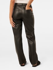 Forever New Black Una Vegan Leather Straight Leg Trousers - Image 2 of 5