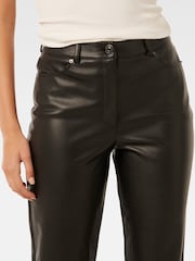 Forever New Black Una Vegan Leather Straight Leg Trousers - Image 3 of 5