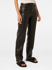 Forever New Black Una Vegan Leather Straight Leg Trousers - Image 4 of 5