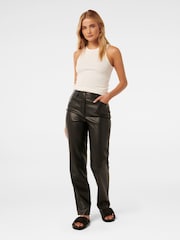 Forever New Black Una Vegan Leather Straight Leg Trousers - Image 5 of 5