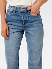 Forever New Blue 100% Cotton Nicole Turn Up Straight Jeans - Image 3 of 5