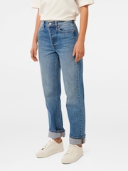 Forever New Blue 100% Cotton Nicole Turn Up Straight Jeans - Image 4 of 5