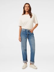 Forever New Blue 100% Cotton Nicole Turn Up Straight Jeans - Image 5 of 5