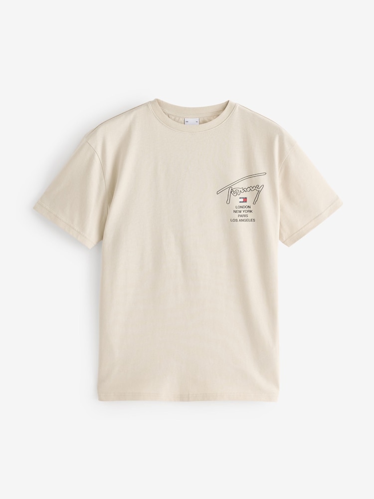 Tommy Jeans Natural Regular Fit 100% Cotton Signature City Twist T-Shirt - Image 5 of 5
