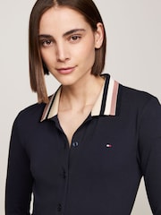 Tommy Hilfiger Blue Detail Belted Long Sleeved Polo Dress - Image 2 of 5