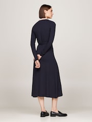 Tommy Hilfiger Blue Detail Belted Long Sleeved Polo Dress - Image 4 of 5