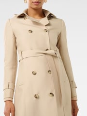 Forever New Natural Kirsty Structured Hooded Trench Coat - Image 3 of 5