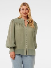 Forever New Green Leo Curve Soft Stripe Blouse - Image 1 of 5