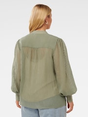 Forever New Green Leo Curve Soft Stripe Blouse - Image 2 of 5
