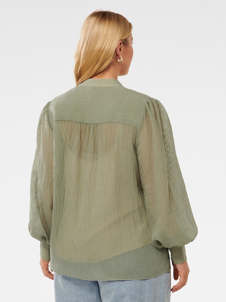 Forever New Green Leo Curve Soft Stripe Blouse - Image 2 of 5