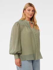 Forever New Green Leo Curve Soft Stripe Blouse - Image 3 of 5