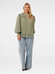 Forever New Green Leo Curve Soft Stripe Blouse - Image 4 of 5