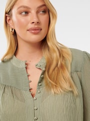 Forever New Green Leo Curve Soft Stripe Blouse - Image 5 of 5