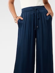 Forever New Blue Trinity Elastic Waist Wide Leg Trousers - Image 3 of 5