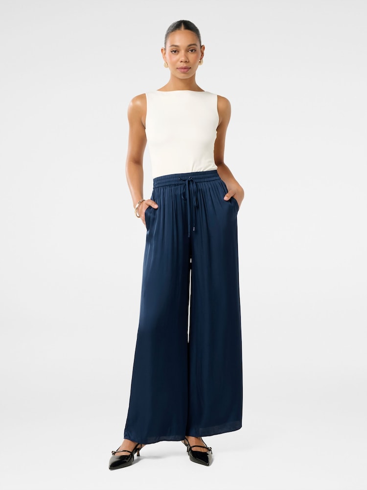 Forever New Blue Trinity Elastic Waist Wide Leg Trousers - Image 5 of 5
