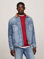 Tommy Jeans Regular Fit Blue Ryan Teddy Trucker Jacket - Image 1 of 5