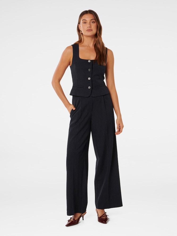 Forever New Blue Noa Pinstripe Wide Leg Trousers - Image 5 of 5