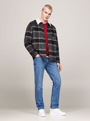 Tommy Jeans Check Sherpa Black Overshirt - Image 3 of 5