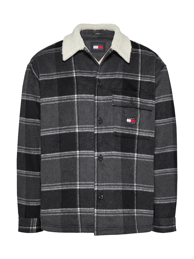 Tommy Jeans Check Sherpa Black Overshirt - Image 5 of 5