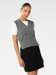 Forever New Grey Ivy Knitted Cable Tabard Vest - Image 4 of 6