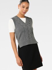 Forever New Grey Ivy Knitted Cable Tabard Vest - Image 5 of 6