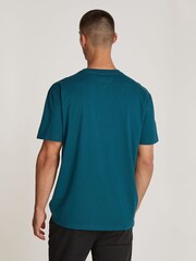 Tommy Jeans Blue Regular Fit Signature 100% Cotton T-Shirt - Image 2 of 6
