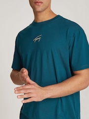 Tommy Jeans Blue Regular Fit Signature 100% Cotton T-Shirt - Image 3 of 6
